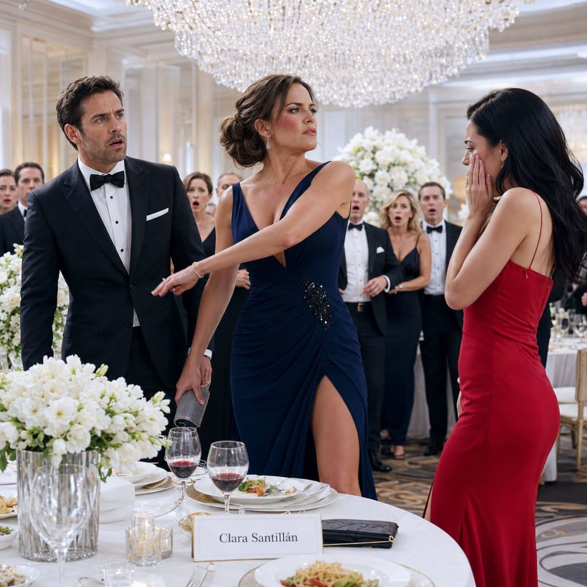 Apenas me senté en la mesa principal de la gala, la nueva asistente de mi esposo me abofeteó frente a 200 invitados y dijo: “No tienes modales”. Me levanté despacio, le devolví la bofetada y miré a mi esposo, que ya estaba pálido. “Dile quién soy”, susurré. En ese instante, todos entendieron que su caída acababa de empezar.