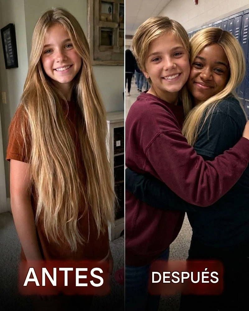 Mi hija de 12 años se cortó el pelo para una niña con cáncer; entonces el director llamó y dijo: ‘Tienes que venir ahora y ver con tus propios ojos qué ha pasado’