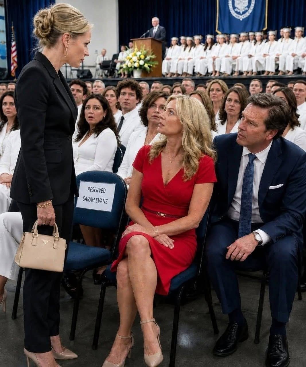La nueva esposa de mi ex ocupó mi asiento en la graduación hasta que mi hijo subió al podio y reveló la prueba que dejó a todos sin palabras.