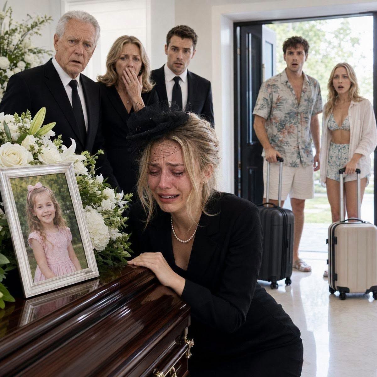 Mi hermana ignoró 127 llamadas mientras su hija agonizaba en el hospital… y cuando llegamos al funeral de Valeria, ella apareció bronceada y despreocupada junto a mi esposo, arrastrando las maletas de aquella misma escapada secreta.