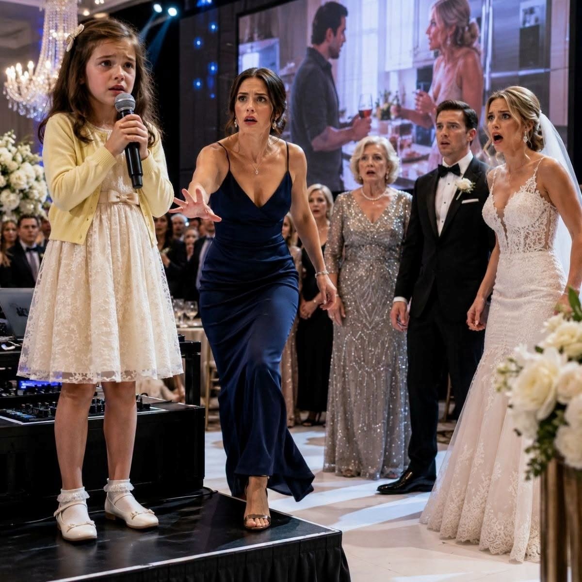 En la boda de mi hermana, ella se burló de mí por llegar sola, pobre y con mi “hija inútil”, mientras mi madre reía y decía que mi cara arruinaría las fotos. Pero entonces mi hija de 8 años caminó hasta la cabina del DJ, tomó el micrófono… y reveló el video que destruyó la boda.