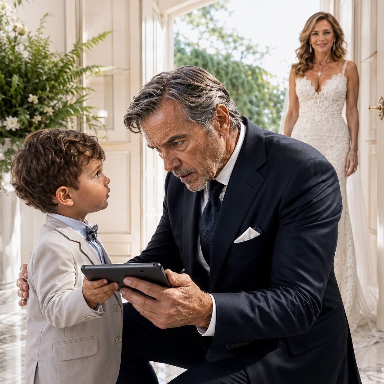 “Abuelo, ella hace llorar a mamá y papá la lastima cuando te vas”, susurró mi nieto antes de mi boda. Mientras mi prometida esperaba con vestido marfil y 400 personas ocupaban sus lugares, yo abrí en secreto una grabación, encontré documentos preparados para mi firma y decidí no cancelar nada… porque ellos aún creían que su plan había funcionado.